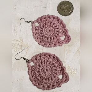 Hand Crafted Blush Pink Crochet Earrings